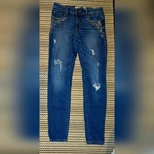 Women's Blue Jeans with Studded Details
